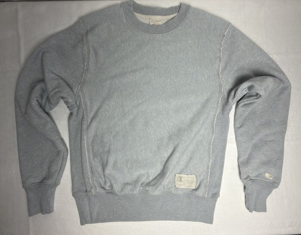 Champion Reverse Weave Sweatshirt Womens S Blue Exposed Seam Crewneck